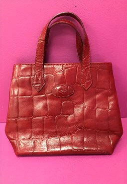 Vintage Grab Bag Red Leather Croc