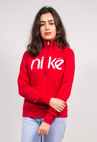 90'S VINTAGE NIKE RED QUARTER ZIP PULLOVER JACKET