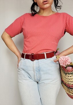 Vintage 90s red polka dot minimalist top blouse