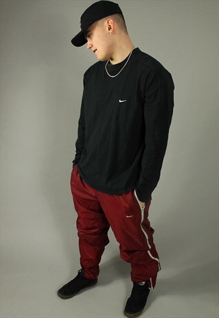 VINTAGE NIKE MAROON TRACKSUIT BOTTOMS.
