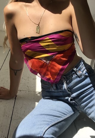 VINTAGE 80S COLOURFUL ABSTRACT PRINT SCARF
