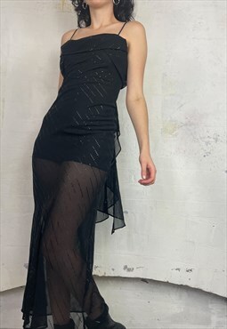Vintage polka dot spaghetti strap maxi dress