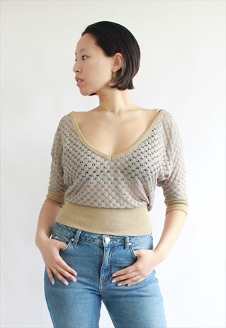 GOLD BROWN CROCHET CROP TOP