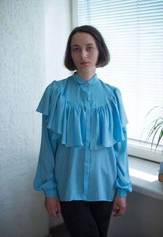 VINTAGE 80'S LIGHT BLUE LONG SLEEVED SHIRT