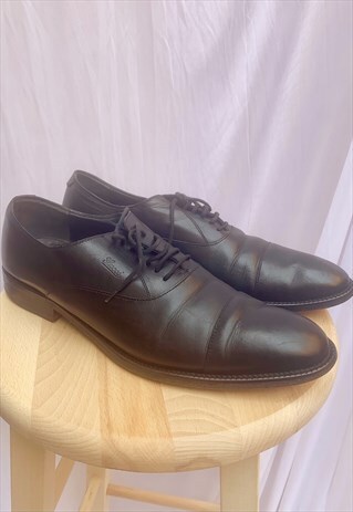 VINTAGE GUCCI LEATHER OXFORD SHOES IN BLACK LACE UP 8