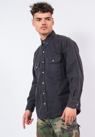 90S DARK GREY PLAIN FLANNEL SHIRT
