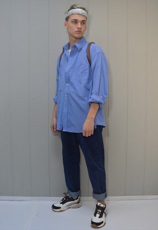 VINTAGE BLUE STRIPED OVERSIZE SHIRT