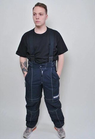 SUSPENDERS SKI PANTS, 90S MEN SNOWBOARDING PANTS FOR WINTER