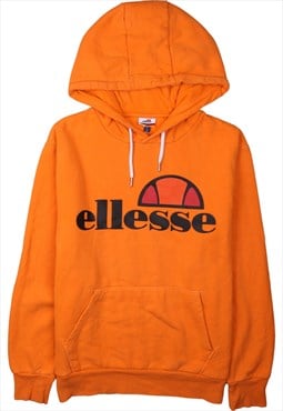 Vintage 90's Ellesse Hoodie Spellout Orange Large