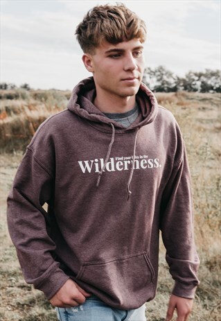 'WILDERNESS' MENS HOODIE IN HEATHER PLUM