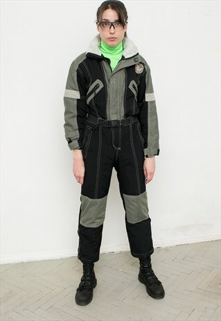 VINTAGE SNOWSUIT PUFFER BELTED SPORTSWEAR ACCENT STITCHING