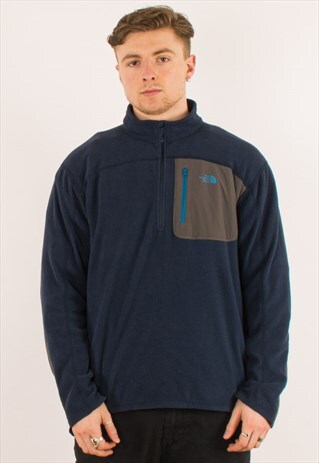 VINTAGE BLUE NORTH FACE QUARTER ZIP FLEECE XXL