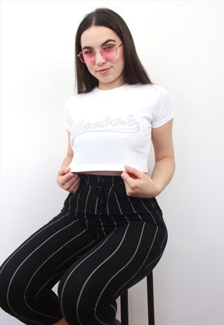90'S RETRO SPELL-OUT WHITE CROP-TOP