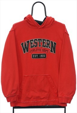 Vintage Western Red Spellout Hoodie Womens