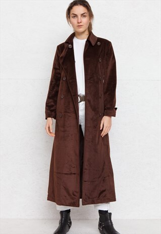 VINTAGE BROWN SANDY BOUTIQUE VELVET LONG COAT
