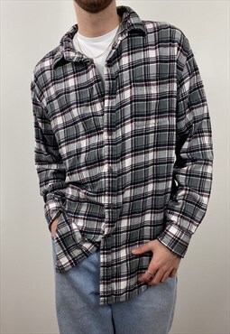 Vintage grey and red chequered flannel shirt