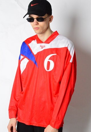 VINTAGE 90S RED REEBOK SPORTS JERSEY SHIRT