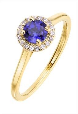 Sapphire birthstone & diamond halo ring 