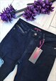 NAVY BLUE DISTRESSED MID-RISE SKINNY JEANS