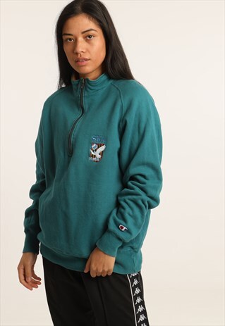 VINTAGE CHAMPION EMBROIDERED 1/4 ZIP SWEATSHIRT
