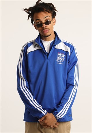 VINTAGE ADIDAS EMBROIDERED LOGO 1/4 ZIP SWEATSHIRT