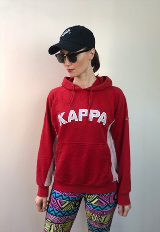 KAPPA 90S HOODIE SWEATER SWEATSHIRT VINTAGE HOODIE RED