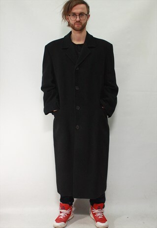 VINTAGE 90' AMAZING CLASSIC BLACK WOOL AND CASHMERE COAT