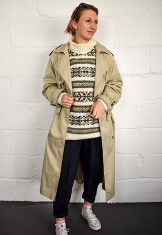 VINTAGE 90S CAMEL TRENCH COAT