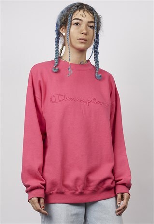 VINTAGE 90'S HOT PINK CHAMPION LOGO SWEATER