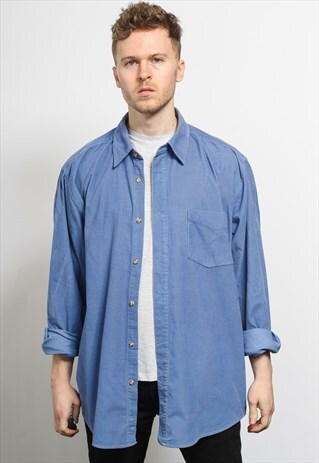 VINTAGE CORDUROY CORD SHIRT BLUE