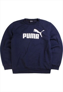 Vintage  Puma Sweatshirt Puma Heavyweight Crewneck Navy Blue