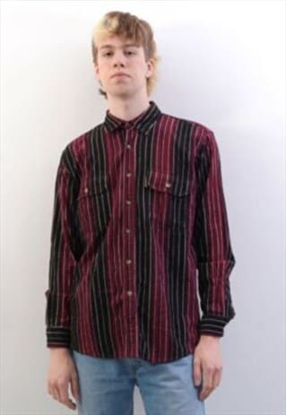 KLAUMAT Vintage Mens L Casual Shirt Corduroy Striped Cords