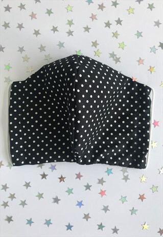 HANDMADE BLACK POLKADOT FACE MASK