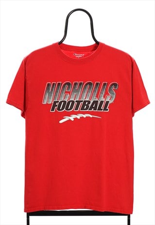 Champion Vintage Red Nicholls Football Sports TShirt Mens