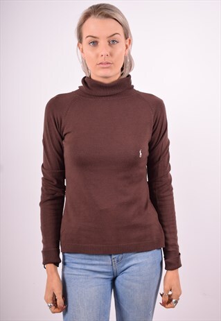 RALPH LAUREN WOMENS VINTAGE JUMPER SWEATER MEDIUM BROWN 90'S
