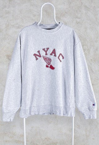 Vintage Grey Champion Reverse Weave Sweatshirt NYAC Large