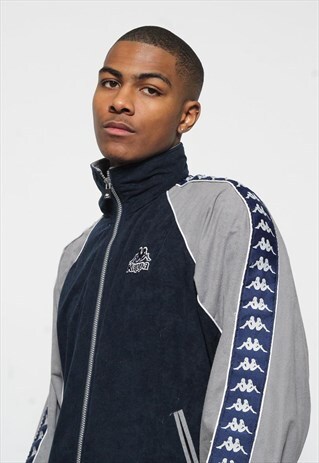 VINTAGE KAPPA TAPE LOGO TRACK JACKET BLUE