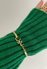 Personalised Arabic Name Cuff Bracelet - Gold Finish