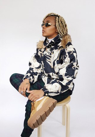 KENSHO ABE VINTAGE PATTERN PUFFA JACKET COAT