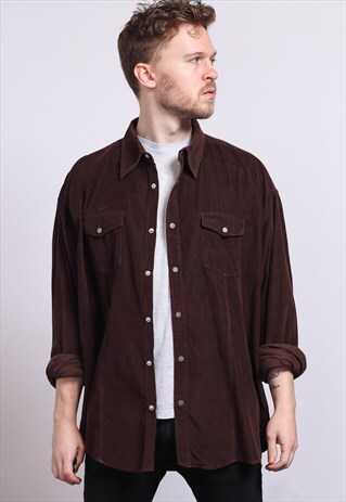 VINTAGE CORDUROY CORD SHIRT BROWN