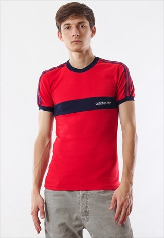 VINTAGE ADIDAS ORIGINALS TEE 90S RED BLUE