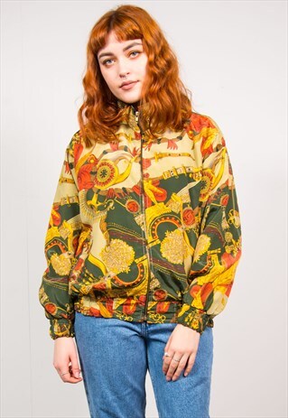 VINTAGE 90'S WARM BAROQUE PRINT BOMBER JACKET