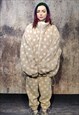 POLKA DOT FLEECE JOGGERS HANDMADE FLUFFY SPOT OVERALLS CREAM