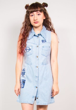 VINTAGE 90'S LIGHT DENIM SLEEVELESS MINI DRESS