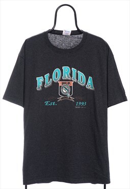 Vintage MLB 90s Florida Marlins Graphic Black TShirt Womens