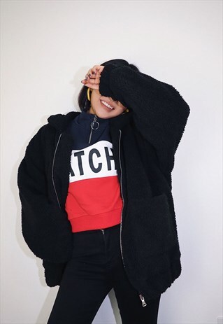 FURRY FAUX WOOL JACKET