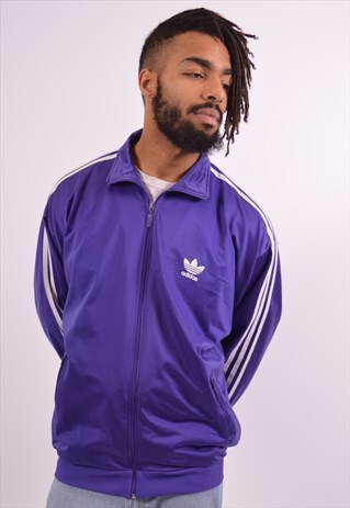 ADIDAS MENS VINTAGE TRACKSUIT TOP JACKET LARGE PURPLE 90S