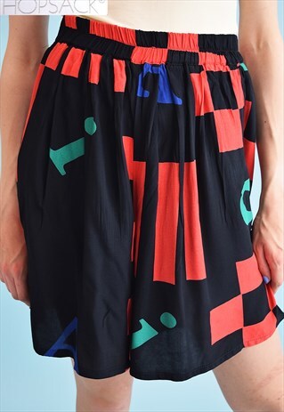 80'S RETRO ABSTRACT PRINT OVERSIZED SHORTS CULOTTES