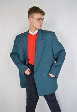 VINTAGE OVERSIZE TURQUOISE RAVE BLAZER