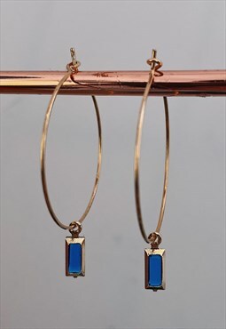 Blue Jewel Hoops